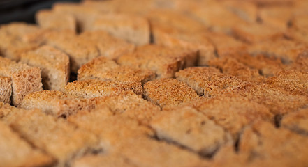 Home cooked rusks on a pan taken out of the oven