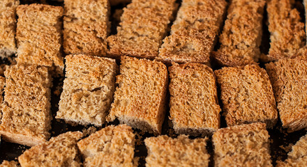 Home cooked rusks on a pan taken out of the oven