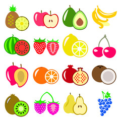 Colored fruits collection pack in vector on white background
