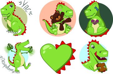 
funny character dinosaur emotions stickers
