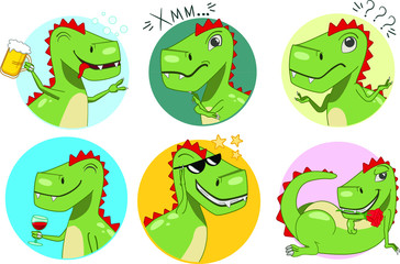
funny character dinosaur emotions stickers