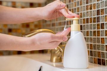 A hand soap with pumping lotion from bottle