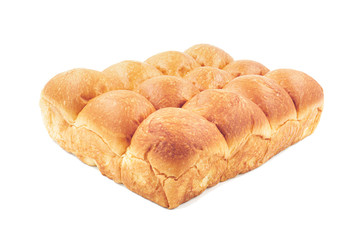 Large square bread isolated on white background. Clipping path