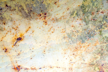 Old grungy, rusty and weathered snow plow closeup shot. Texture, pattern and backdrop concept.