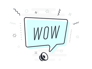 wow, tag design template, discount speech bubble banner, app icon, vector illustration