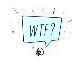 wtf, tag design template, discount speech bubble banner, app icon, vector illustration