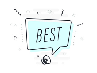 best, tag design template, discount speech bubble banner, app icon, vector illustration