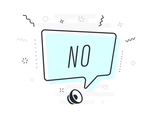 no, tag design template, discount speech bubble banner, app icon, vector illustration