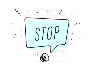 stop, tag design template, discount speech bubble banner, app icon, vector illustration