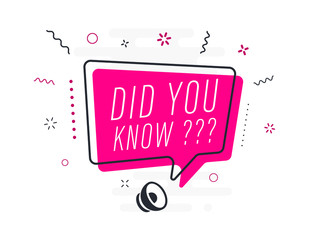 did you know ???, tag design template, discount speech bubble banner, app icon, vector illustration