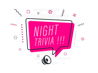 night trivia, tag design template, discount speech bubble banner, app icon, vector illustration