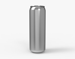 Aluminum soda, beer, energy drink tin can. Isolated on white. Clipping path. 3D Rendering.