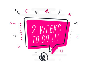 2 weeks to go, tag design template, discount speech bubble banner, app icon, vector illustration