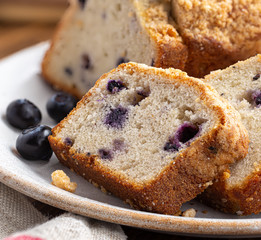 Sliced Blueberry Streusel Loaf Bread