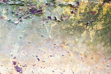 Old grungy, rusty and weathered snow plow closeup shot. Texture, pattern and backdrop concept.