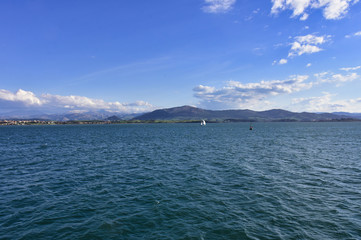 views over the sea on a beautiful blue day