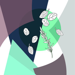 Design vector with leaves and aromatic plants for restaurant menu, t-shirt, covers, invitations, greeting cards, weddings, save the date, banners, flyers, playcards, ex libris.