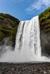 Skogafoss waterfall in Iceland during a summer day