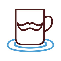 coffee cup with dad mustache line style icon