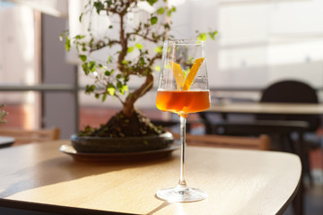 Japanese cocktail with lemon zest