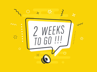 Loudspeaker with text '2 weeks to go' on Quick Tips badge. Business concept for new ideas creativity and innovative solution. File has clipping path.
