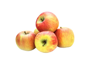 fruit red-yellow apples on a white background