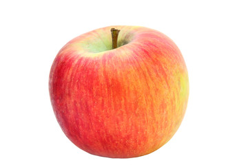  fruit isolate one red-yellow apple with a ponytail