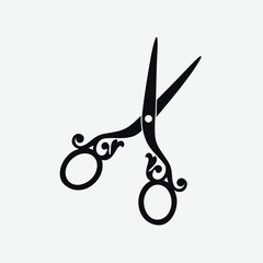 Scissors icon vector illustration. Logo template for a hairdresser, beauty salon or tailoring studio.