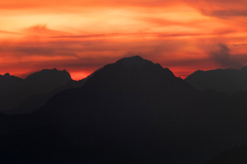 Orange sunset over the mountains