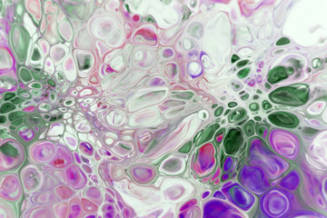 Fototapeta na wymiar mixed colors on the surface. Watercolor abstract background with bubbles and cells. Colorful multicolor banner