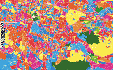 Desamparados, San Jos&eacute;, Costa Rica, colorful vector map