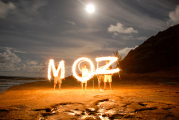 Playing with light at night, Ponta do Ouro, Mozambique