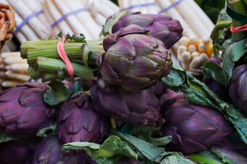 Green and red artichoke.