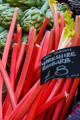 Local produce for sale, rhubarb
