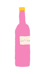 Cartoon stylized wine bottle flat illustration on the white background