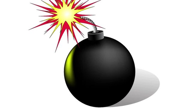 explosion of a black round bomb animation in cartoon style.