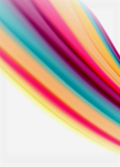 Wave lines abstract background, smooth silk design with rainbow style colors. Liquid fluid color waves. Vector Illustration