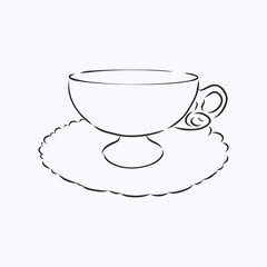 Vector sketch of tea cup, vector sketch illustration