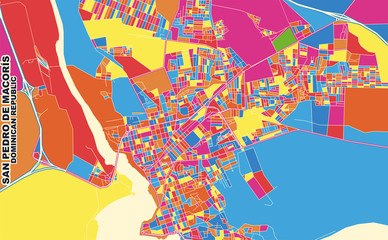 San Pedro de Macorís, San Pedro de Macorís, Dominican Republic, colorful vector map