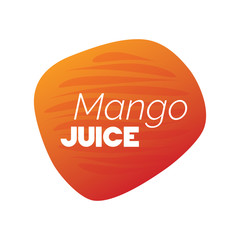 Mango juice icon. White vector sign isolated. Illustration symbol for drink, product sticker, package, label, helathy eating, design element