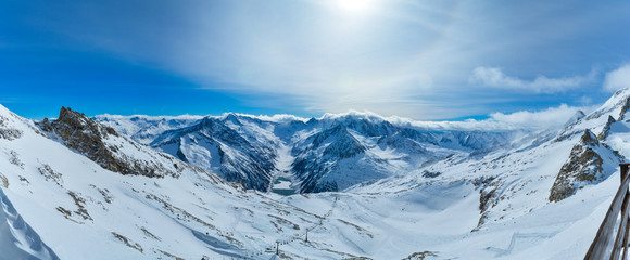 Panorama Snowy and rocky peaks of the Austrian Alps