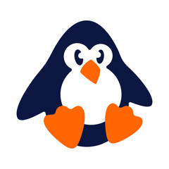 Cute sitting penguin cartoon flat design vector illustration