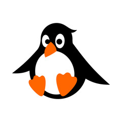 Cartoon sitting penguin bird flat design vector illustration