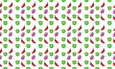 Fruit and Vegetables Seamless Pattern Colorful  Background 
