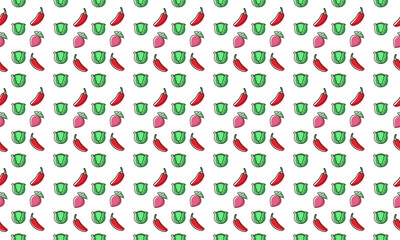 Fruit and Vegetables Seamless Pattern Colorful  Background 