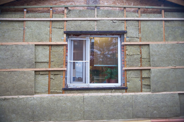 Fototapeta na wymiar Material of glass wool and drywall