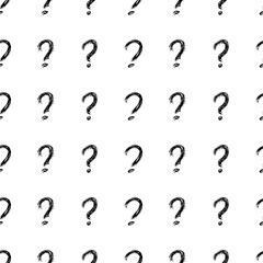 Seamless pattern with doodle question mark symbol