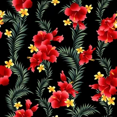 Tuinposter Seamless pattern of beautiful Hibiscus, © daicokuebisu