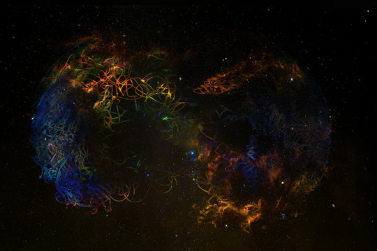 Infinity symbol infinite, eternity concept with shiny particles in outer space. Elements of this image furnished by NASA. © elen31