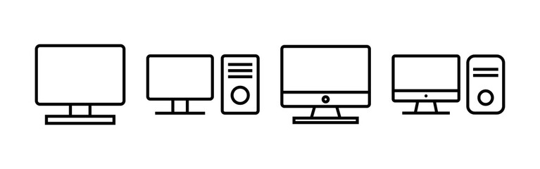 Computer icons set. PC Icon vector. Computer monitor icon. Flat PC symbol